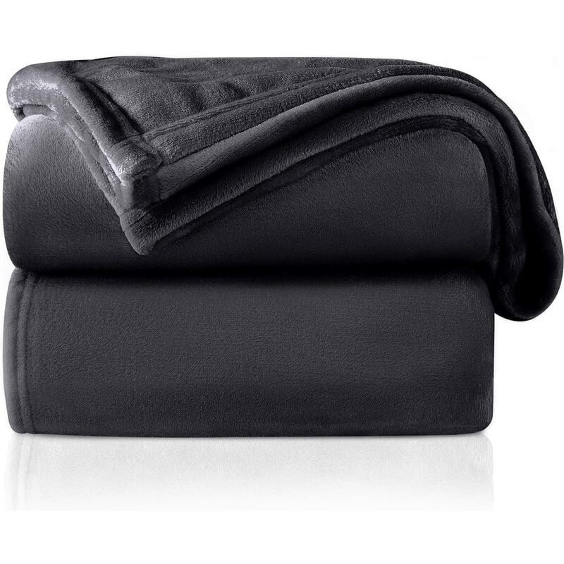 Couverture Plaid Canapé Polaire 180 x 200cm Anthracite Plaid pour Canapé Couverture Polaire Epaisse Moelleuse Douce Et Chaude