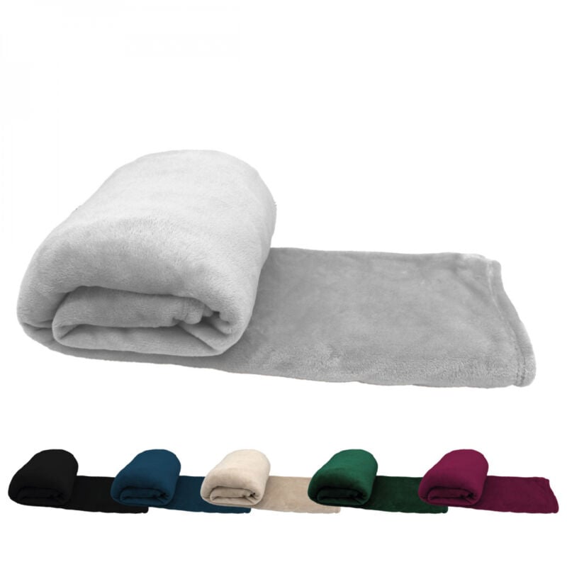 Couverture, plaid polaire 220 x 240 cm en flanelle ultra doux - Gris Vivezen