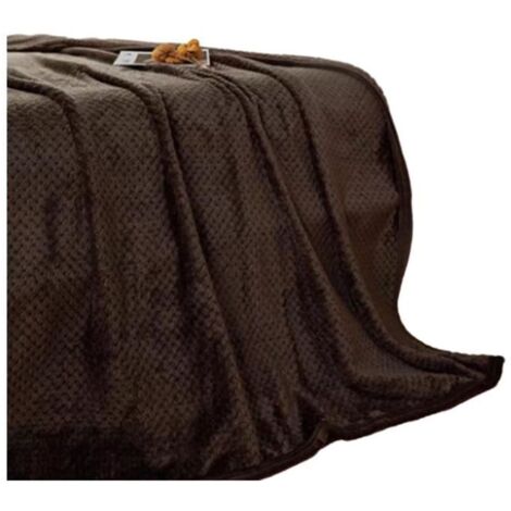 Couverture Plaid Polaire pour Canapé Lit Voyage en Plein Air Couverture Moelleuse et Duveteuse pour Toute Saison Café 150x200cm