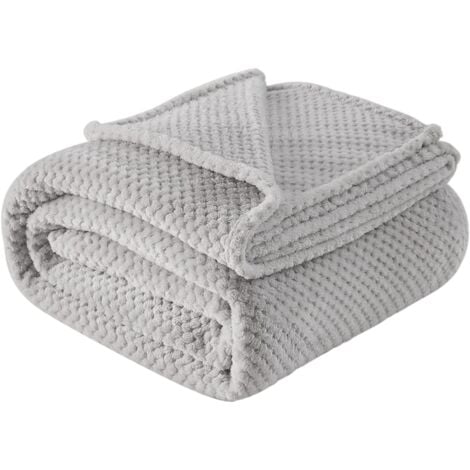 Couverture Plaid Polaire pour Canapé Lit Voyage en Plein Air Couverture Moelleuse et Duveteuse pour Toute Saison Gris 150x200cm