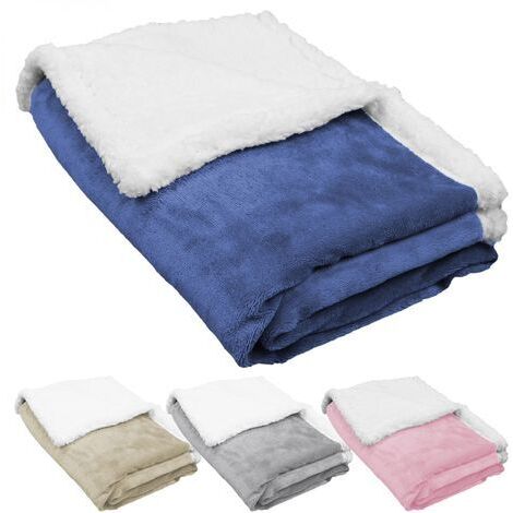 Couverture, plaid polaire pour enfant 75 x 100 cm en flanelle et sherpa ultra doux - Bleu - Monsieur Bébé