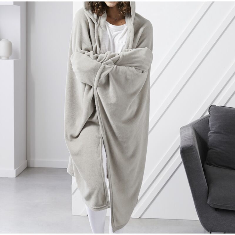 Couverture Plaid tv Polaire avec Manches et Capuche 165x115cm - dune.