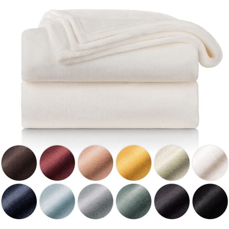 Couverture Polaire 150 x 200 - Blance, Plaid pour Canapé, Cocooning - Epaisse, Moelleuse, Douce Et Chaude - Haute Qualité npterbl