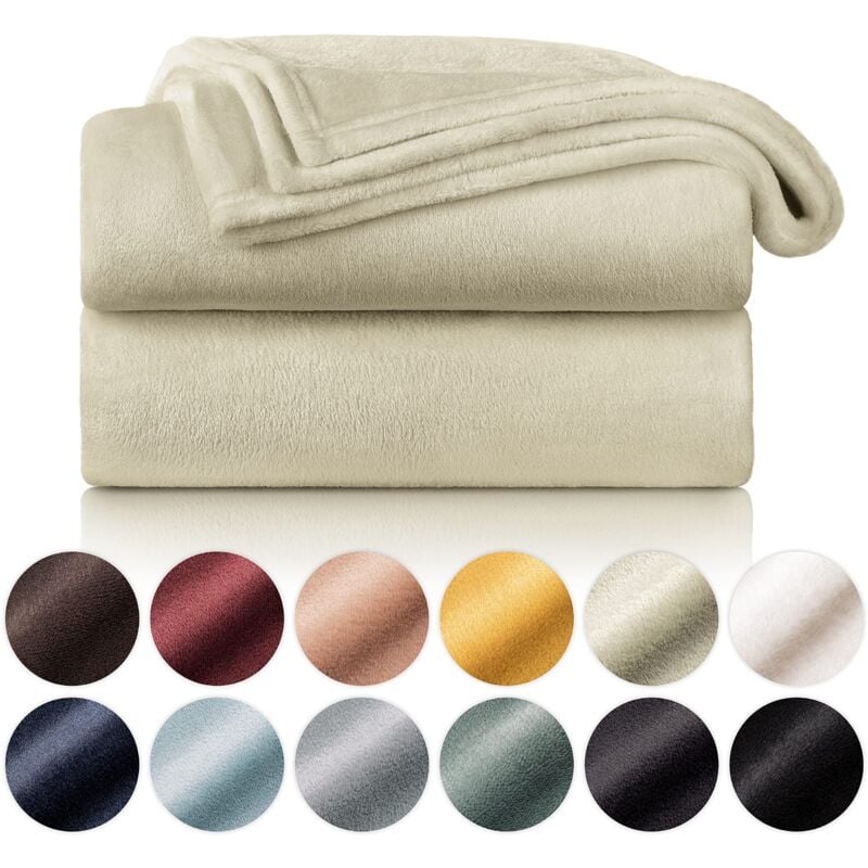 Couverture Polaire 150 x 200 - Plaid Beige, Plaid pour Canapé, Plaid Cocooning - Couverture Polaire Epaisse, Moelleuse, Douce Et Chaude - Haute