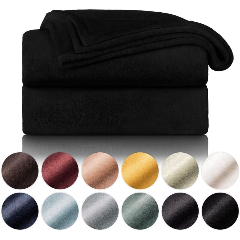 Couverture Polaire 150 x 200 - Plaid Noir, Plaid pour Canapé, Plaid Cocooning - Couverture Polaire Epaisse, Moelleuse, Douce Et Chaude - Haute