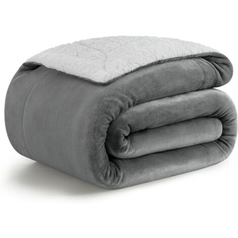 Couverture Polaire 180x200 cm, Plaid épais Sherpa pour canapé, Plaid Polaire Chaud et Douillet, Parfaite Couverture d'hiver, Ent