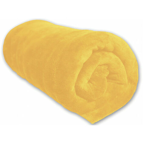 Couverture polaire 180x220 cm MICROFIBRE jaune, par Soleil d'ocre