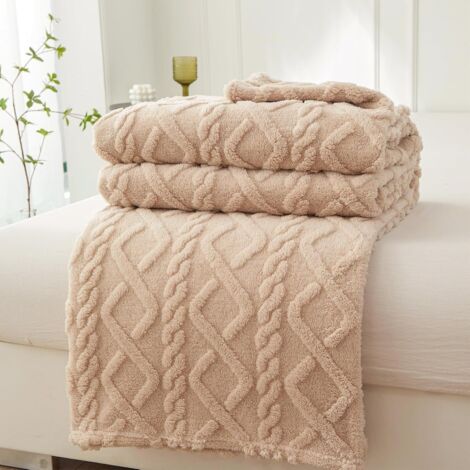 Couverture polaire  couverture douillette pour lit, couverture en flanelle chaude pour canapé, pour toutes les saisons (Kaki, 150 x 200 cm)