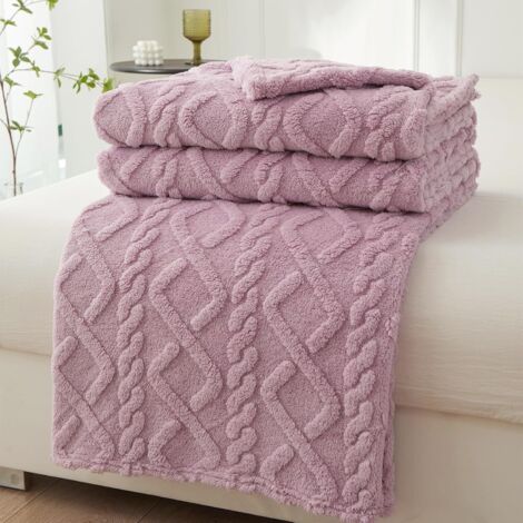 Couverture polaire  couverture douillette pour lit, couverture en flanelle chaude pour canapé, pour toutes les saisons (Violet, 150 x 200 cm)