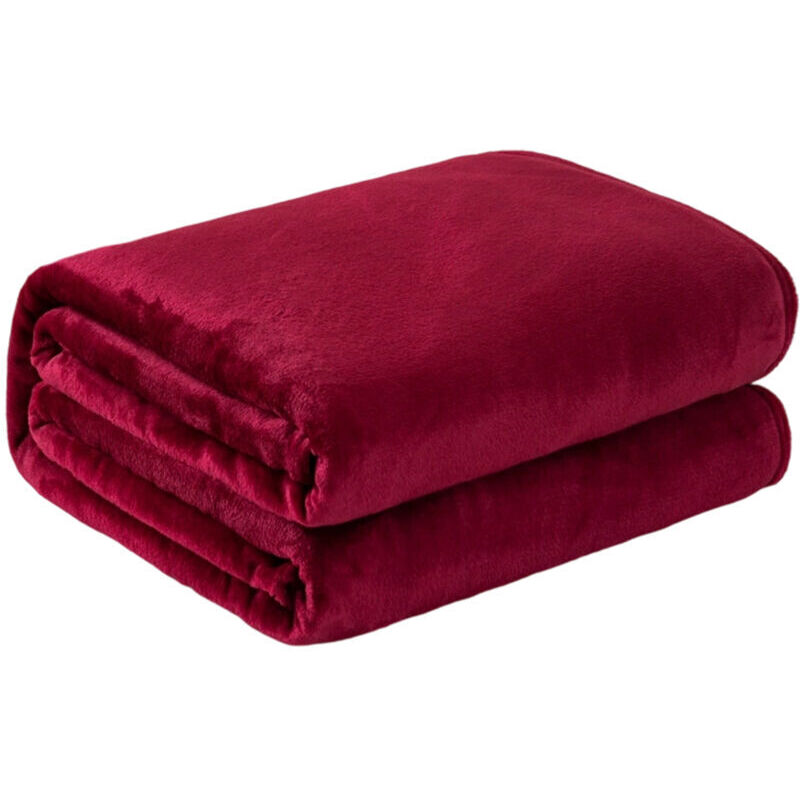 Couverture polaire douce et moelleuse pour lit ou canapé, plaid léger en flanelle, 127 x 152 cm, bordeaux