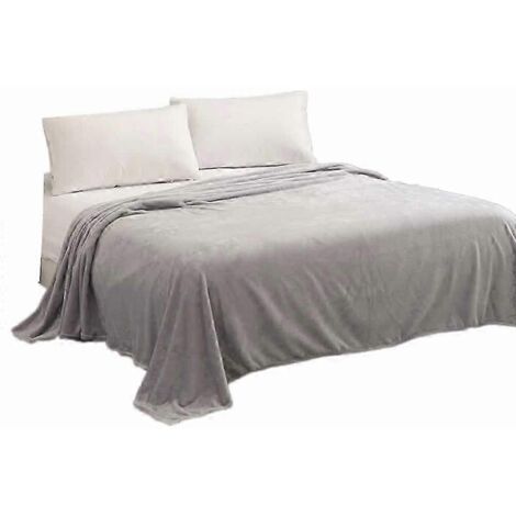 Couverture polaire micro-peluche ultra douce et chaude, grise, idéale pour le canapé ou le linge de lit.