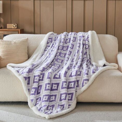 Couverture Polaire Sherpa Bohème Ultra Douce et Duveteuse pour Canapé, 100x150 cm