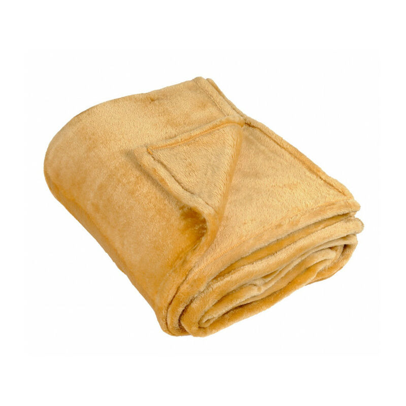 Couverture polaire uni jaune - 220x240cm - Jaune