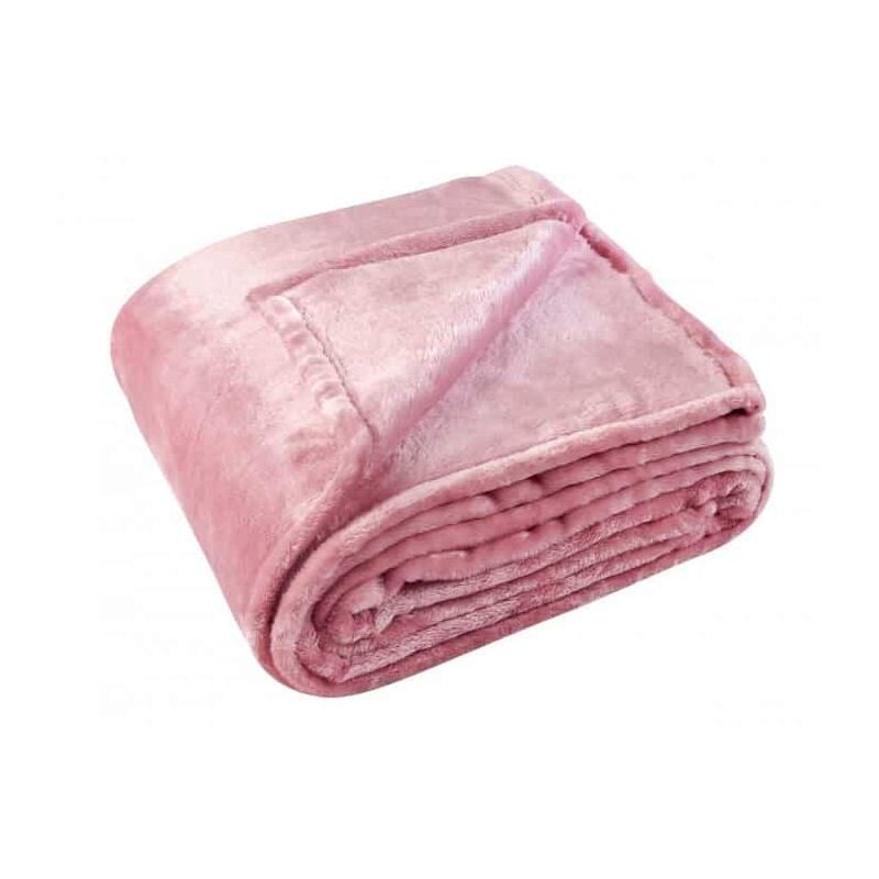 Couverture polaire uni rose - 180x220cm - Rose