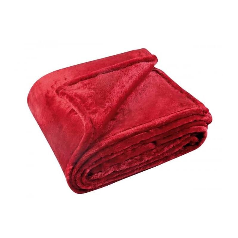 Couverture polaire uni rouge - 220x240cm - Rose