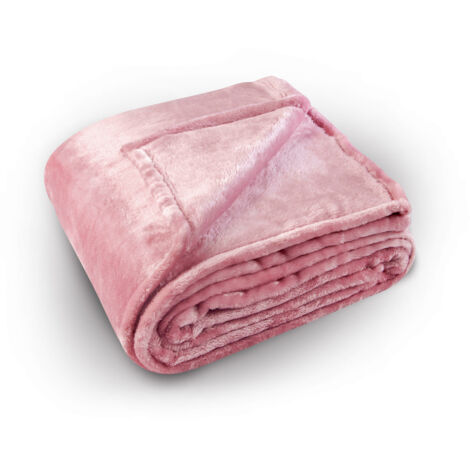 Couverture polaire unie "PILONGA" Rose Clair 240x220 cm