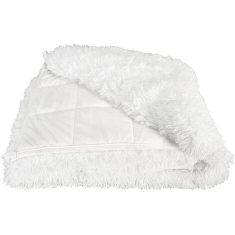 Couverture Pondérée 7kg Anti-Stress Sommeil Optimal Imitation Fourrure Blanche