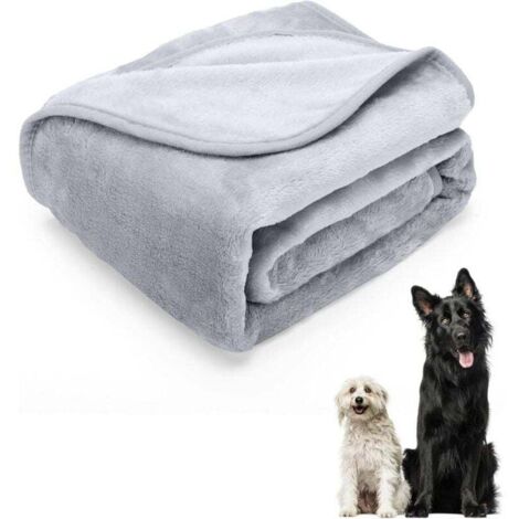 Couverture pour chien lavable en polaire douce pour animaux de compagnie, couverture douce et chaude, grise, 160 x 100 cm
