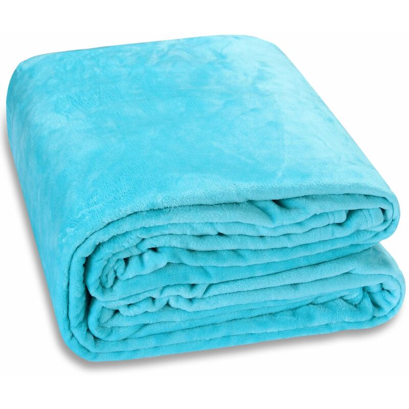 monzana - couverture de jour polaire noir plaid moelleux couvre-lit voyage 280x210 - 240x220 - 200x150 240x220cm - bleu clair