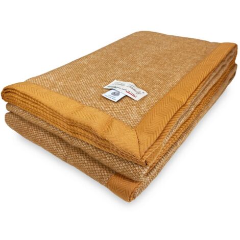 COUVERTURE PRINTANIÈRE LÉGÈRE NANTES ÉTÉ EN LAINE MÉRINOS FINE double 2 CARRÉS beige