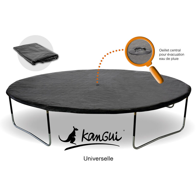 Bâche de protection adaptable à tous trampolines de diamètre 250 cm - Noir - Kangui