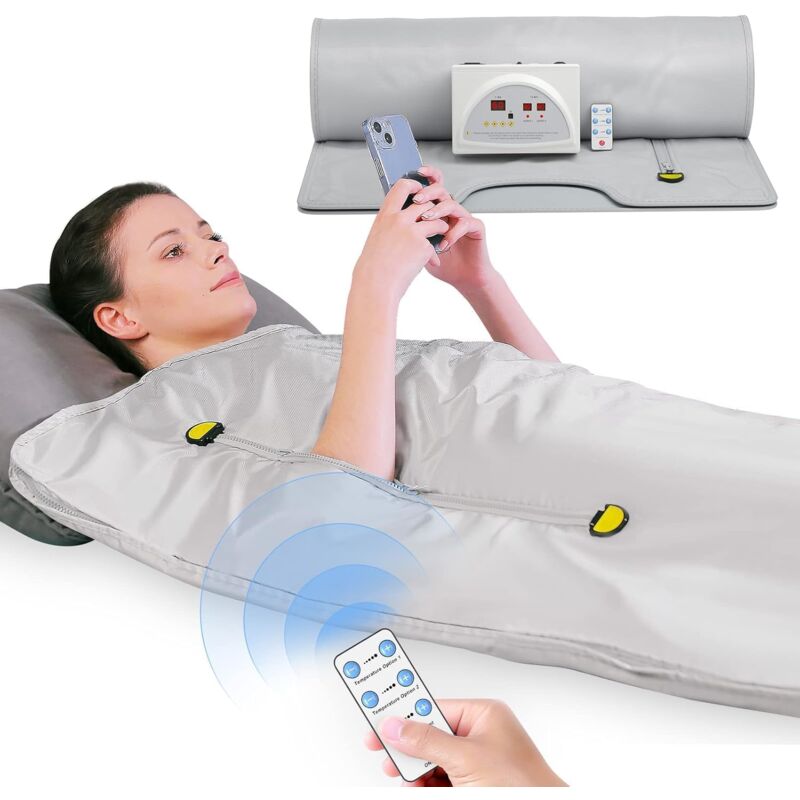 Couverture Sauna Infrarouge, Couverture de Sauna à 2 Zones pour la Maison, Conception Portable pour la Relaxation,Détox et la Désintoxication la Plus