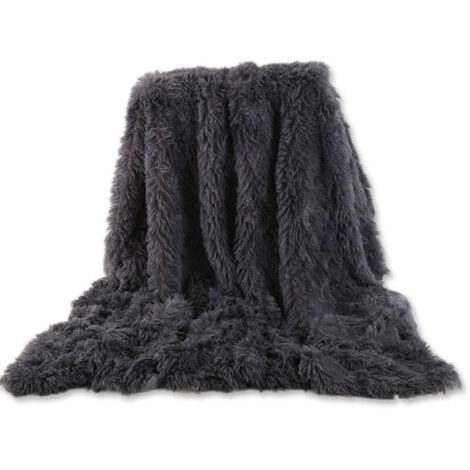 Couverture sherpa fausse fourrure grise 152 x 203 cm (15 livres), douce moelleuse pour lit/canapé
