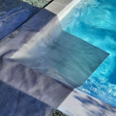 Couverture Solaire Piscine Gris Silver - Rectangle - 7 X 4 M - 350 Microns - Œillets Offerts -
