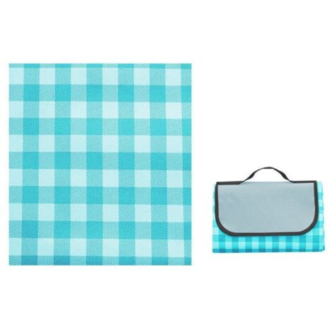 Couverture Tapis de Pique-Nique, Imperméable Résistant à l'humidité Grand Format Pliable pour Camping Voyage Plage Jardin Nappe (Pliable en Sac) -Bleu，200x200cm