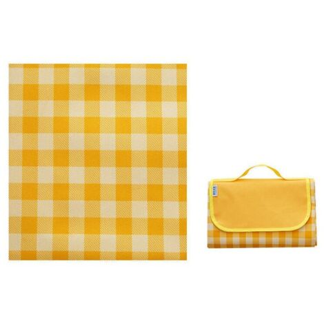 Couverture Tapis de Pique-Nique, Imperméable Résistant à l'humidité Grand Format Pliable pour Camping Voyage Plage Jardin Nappe (Pliable en Sac) -Jaune，200x200cm