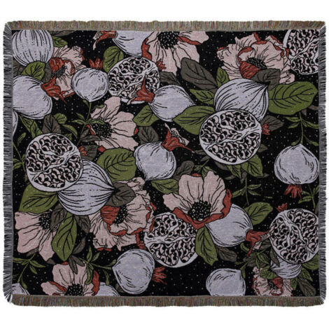 Couverture tricotée à franges, style bohème, simple, douce et confortable, protège du froid, idéale pour le canapé, la chaise, le repos et la sieste, motif fleurs, 160 x 130 cm