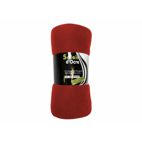Couverture polaire unie - 180 x 220 cm - Rouge - Livraison gratuite
