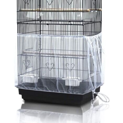 Couverture universelle pour cage à oiseaux, attrape-graines, jupe pour cage à perroquets - blanche (cage à oiseaux non incluse) Housse de cage
