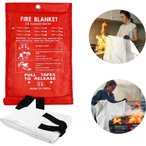 Couvertures anti-feu ignifuges en fibre de verre 1,5 x 1,5 m, kit de survie d'urgence durable pour la maison