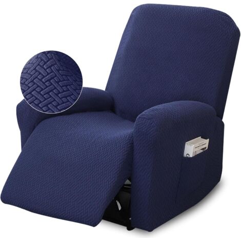 Couvertures de fauteuil Extension Couvertures de fauteuil Ensemble de 4, Couvertures de fauteuil Recliner Couvertures de fauteuil complètes avec poches, fauteuil 1 place, chaise TV, chaise salon (bleu
