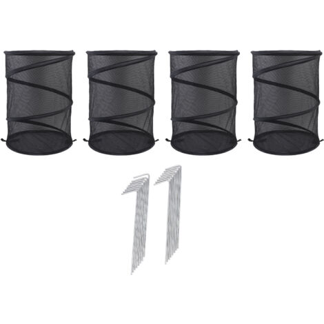 Couvertures de plantes Pop-Up avec 16 clous de sol, maille pliante, Cage de protection pour plantes, pour jardin, cour, verger, noir, 4 pièces.