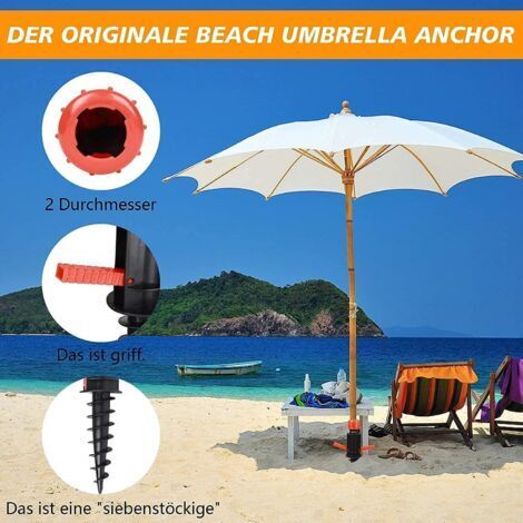 Couvertures de sol pour parasols, ancrages de sol pour parasols, couvertures de sol à visser avec poignées, douilles à visser pour une utilisation sur la plage/pelouse/sol, adaptées aux mâts de paraso