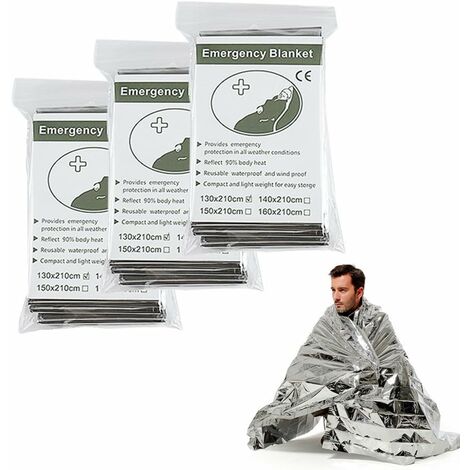 Couvertures de survie/secours/premiers soins - Isolante, réfléchissante, argentée
