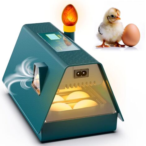 Couveuse Oeuf Automatique - Idéal tous âges  Incubateur Oeuf Automatique - Retournement Automatique des Oeufs + Contrôle Humidité - Mire oeuf intégré - 10 œufs - Tout type volailles