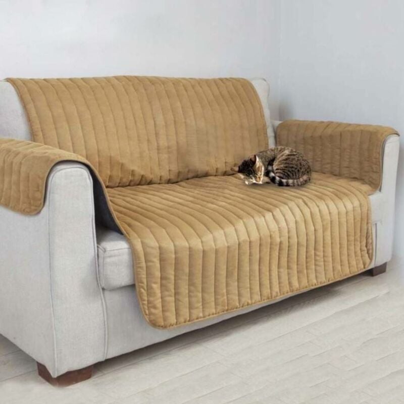 ose - couvre canapé ou fauteuil beige marron 3 places - marron