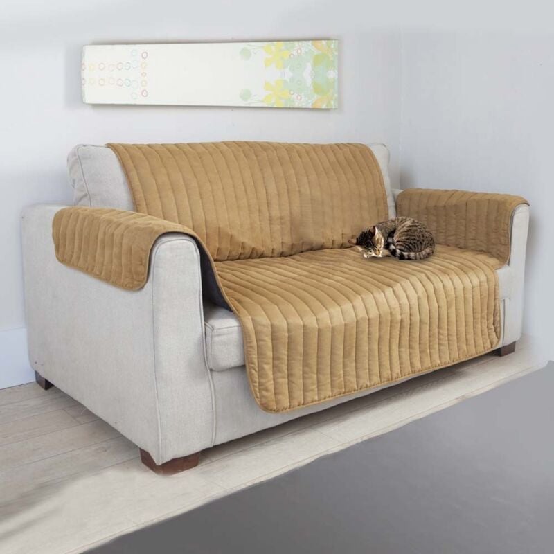 ose - couvre canapé ou fauteuil beige marron 2 places - marron