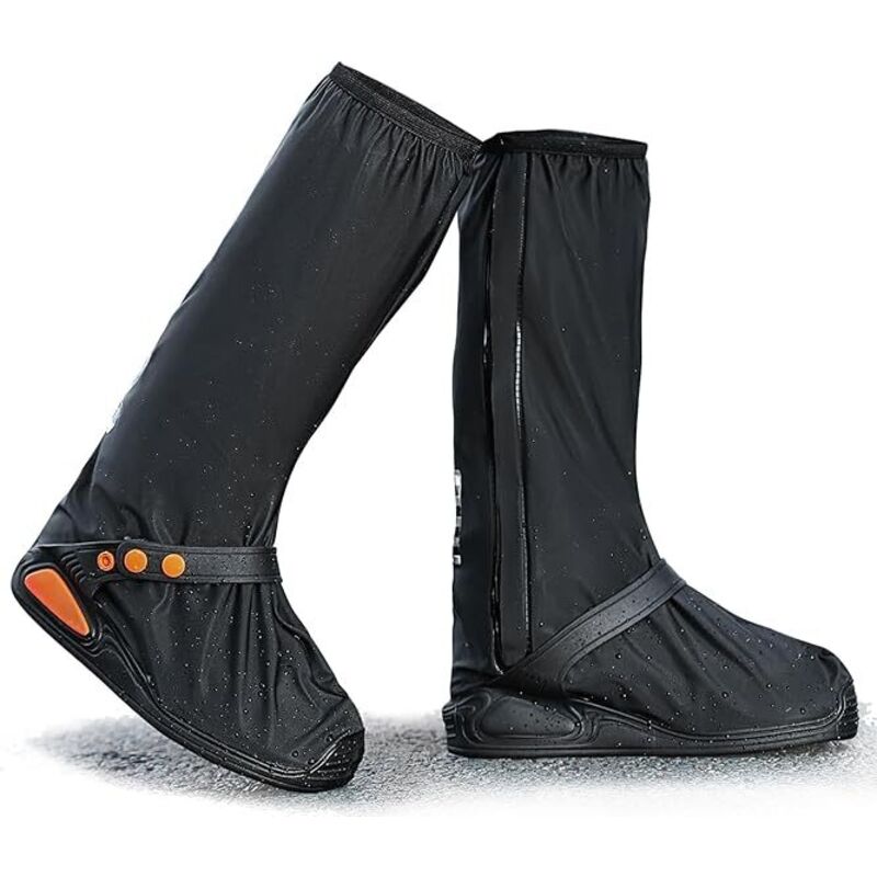 Couvre Chaussure Impermeable Surchaussures Imperméables Noir Réutilisable avec bandes réfléchissantes Antidérapant Chaussures de pluie Hautes