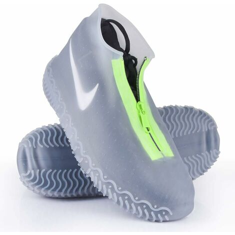 Couvre Chaussures Imperméables, Couvre Chaussures en Silicone Réutilisables avec Semelle Renforcée Antidérapante pour Les Jours Pluvieux et Neigeux pour Hommes, Femmes（Blanc，43-47） HA-HARRY
