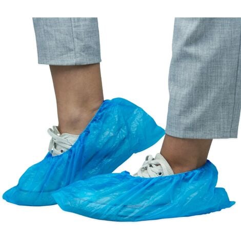 Couvre-chaussures jetables, Couvre-chaussures bleus CPE 100 pièces, Couvre-chaussures de protection contre la pluie, Couvre-chaussures imperméable, sans latex pour chaussures