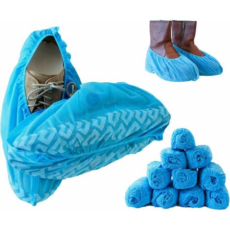 Couvre-chaussures jetables en tissu non tissé antidérapant pour chaussures et bottes pour protéger les tapis et les sols 100 pieces（bleu），HANBING