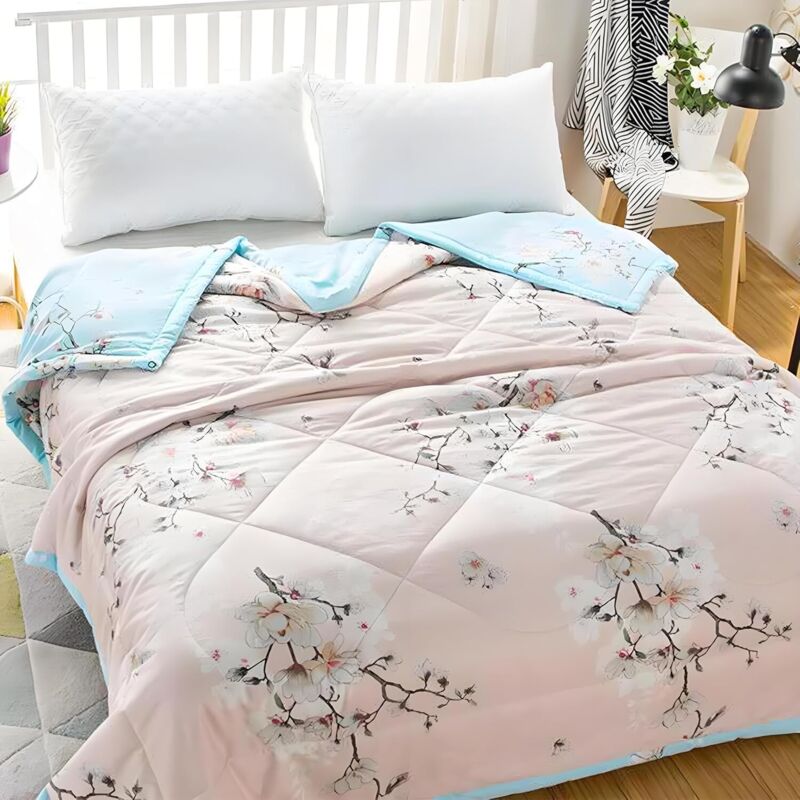 Couvre Lit 140x200 cm - Matelassé Réversible Dessus de Lit, Couvre Lit à Impression Microfibre, Couverture Légère pour l'étéc, Couette Parure de Lit