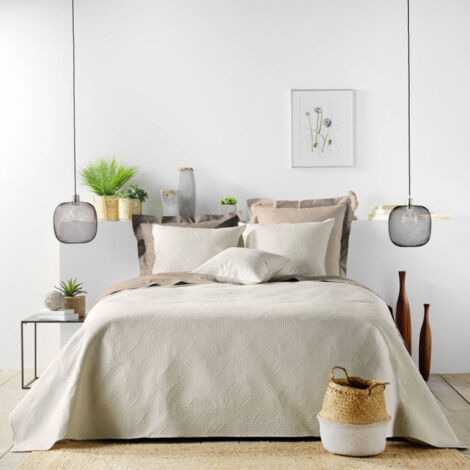 Couvre-Lit & 2 Housses de Coussin "Romane" 220x240cm Naturel