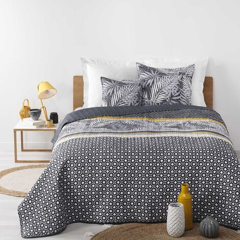 Couvre-lit 2 personnes matelassé 220x240 Hazel microfibre - Gris