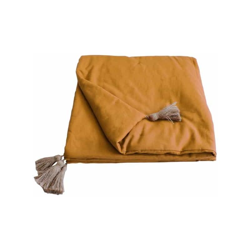 Edredon à Pompons matelassé 90 x 190 cm - 90x190cm - Moutarde