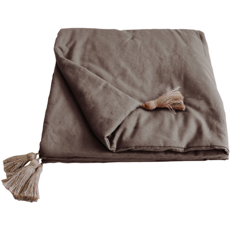 Edredon Panama avec pompons jute 90 x 190 cm Enjoy Home